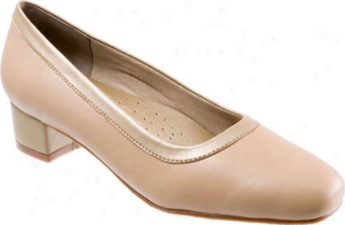 Trotters Dora (women's) - Taupe Soft Kid Leather/goldwash Metallic