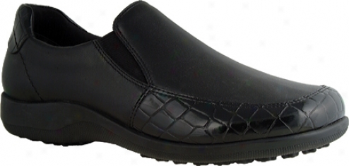 Walking Cradles Andie (women's) - Black Nappa Leather/croc Patent