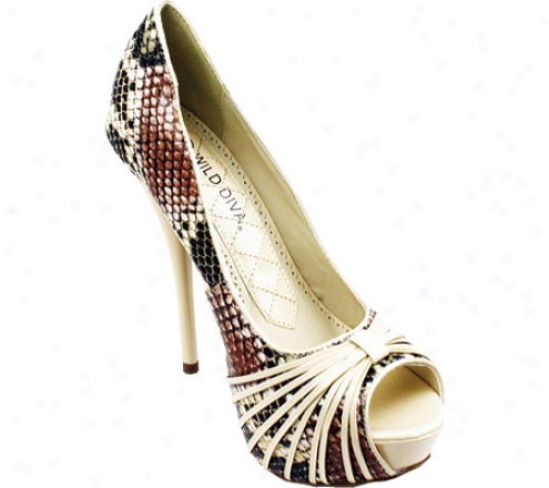 Wild Diva Lorane-29a (women's) - Beige Snake Polyurethane