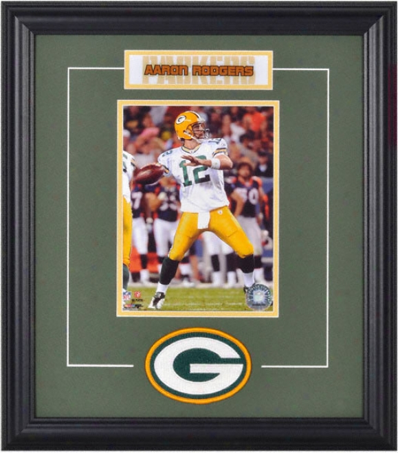 Aaron Rodgers Framed 6x8 Photograph With Team Logo & Dish