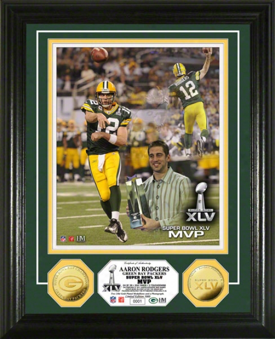 Aaron Rodgers Green Bay Packers Super Hollow Xlv Champions Mvp 24kt oGld Coin Photo Mint