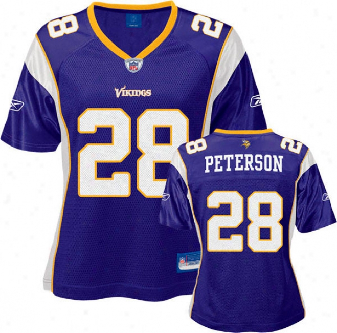 Adrian Peterspn Purple Reebokk Replica Minnesota Vikings Women's Jersey