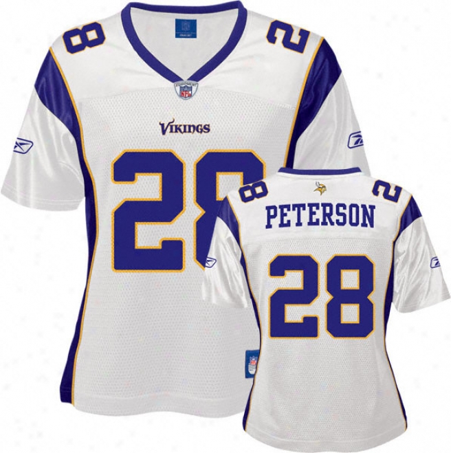 Adrian Peterson White Reebok Rellica Minnesota Vikings Women's Jersey