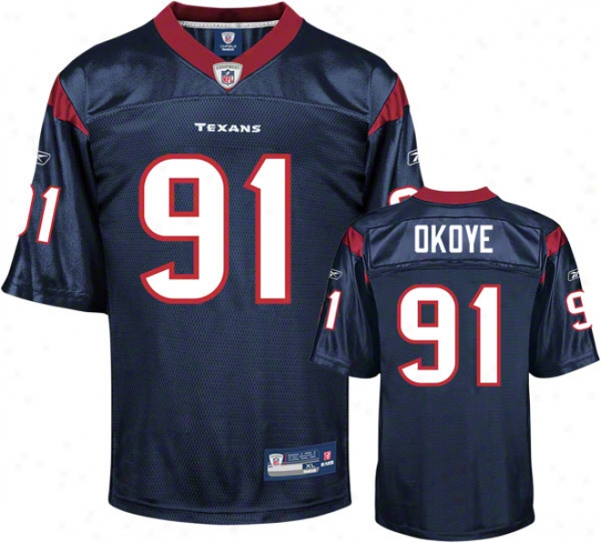 Amobi Okoye Jersey: Reebok Navy Replica #91 Houston Texans Jersey