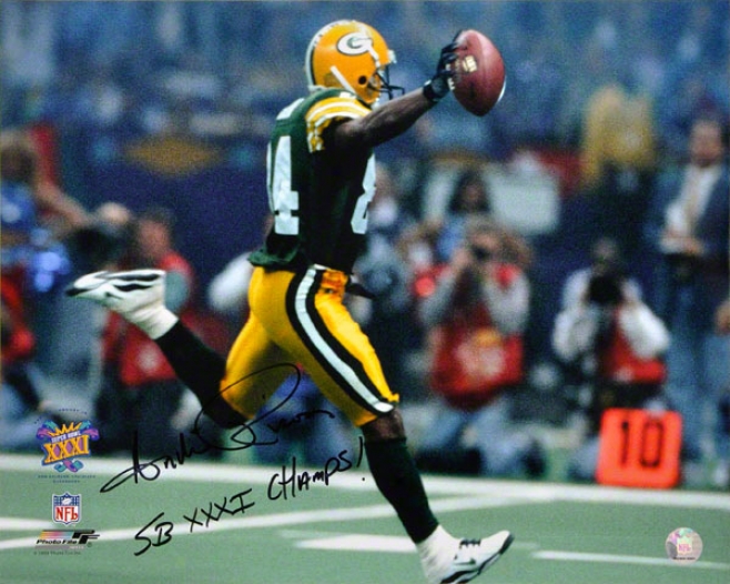 Andre Rison Green Bay Packers - Sb Action - Autographed 16x20 Photograph With Sb Xxxi Champs