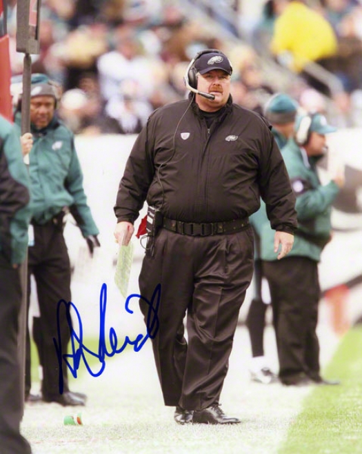 Andy Reid Autographed 8x10 Photograph  Details: Philadelphia Eagles, Sideline