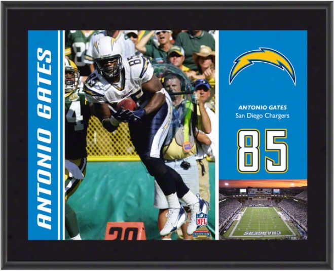 Antonio Gates Plaque  Details: San Diego Chargers, Sublimated, 10x13, Nfl Plaque