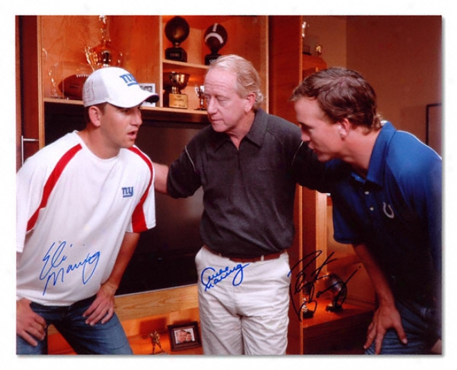 Archie, Eli And Peyton Manning Autographed 16x20 Photograph