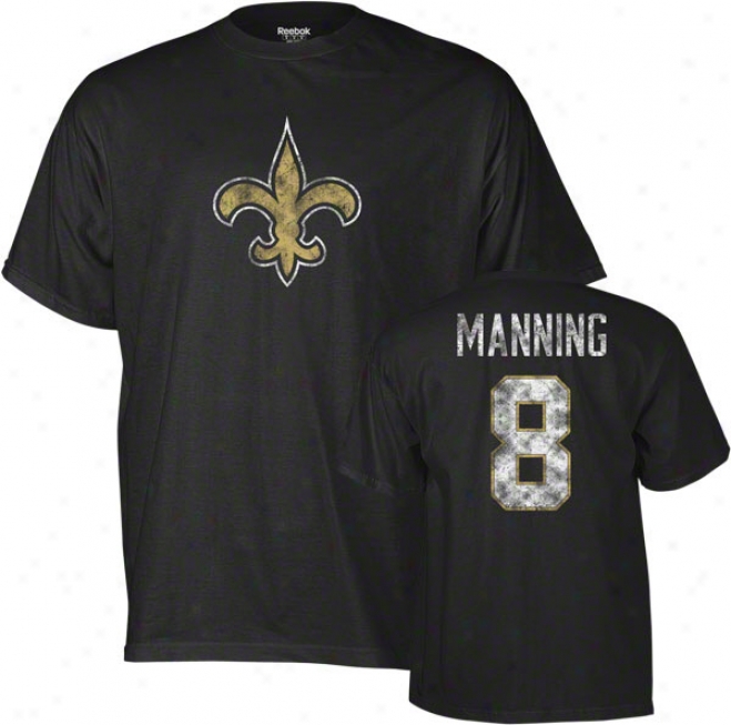 Archie Manning New Orleans Saints Black Vintage Name & Number Tee