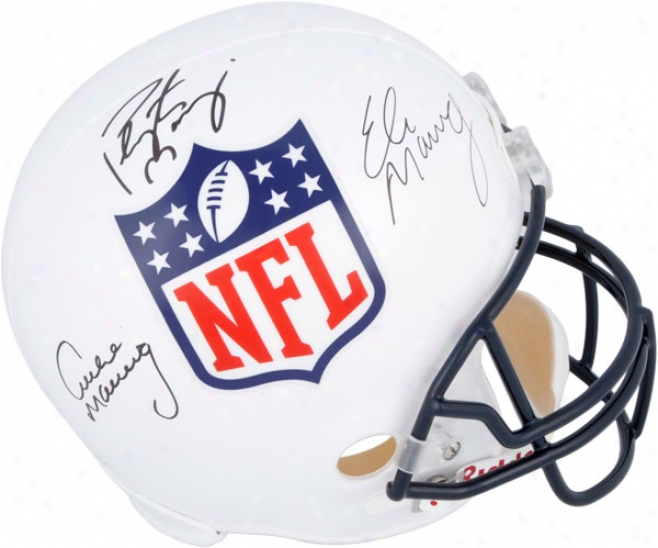 Archie, Peyton And Eli Manning Autographed Helmet  Details: Nfl Shield, Riddell Replica Helmet