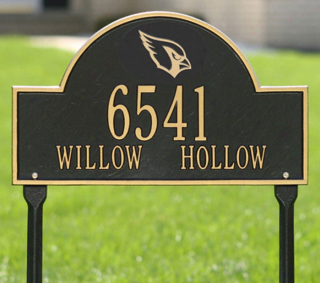 Arizona Cardinals Black And Gold Personalized Address Oval Lawn Plaque