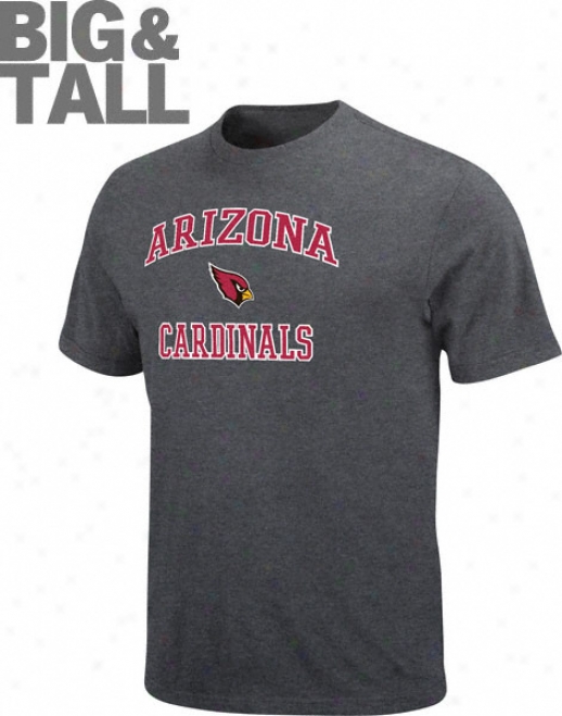 Arizona Cardinals Charcoal Big & Tall Heart And Soul Ii T-ahirt