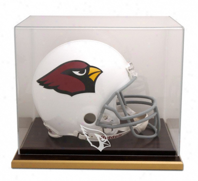 Arizona Cardinals Logo Helmet Display Case Particulars: Wood Base, Mirrored Back