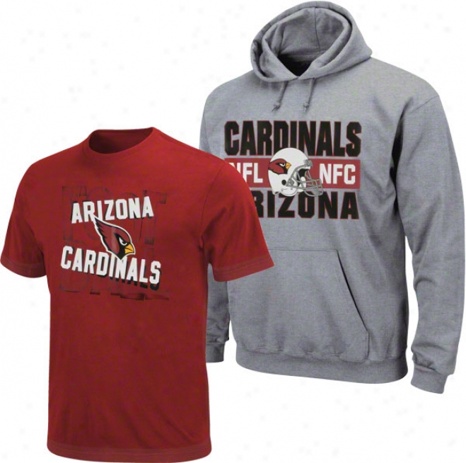 Arizona Cardinals Youth Grey/red Hood & Tee Combo Pack