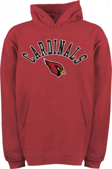 Arizona Cardinals Youth Red Arched Team Name W/logo Hooded Sweatshirt