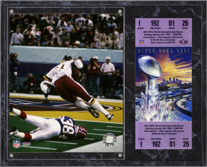 Practical knowledge Monk Sublimated 12x15 Plaque  Detaails: Washington Redskins, Supeer Bowl Xxvi, With Replica Ticket