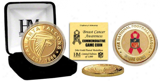 Atlanta Falcons Breast Cancer Aaareness 24kt Gold Game Prop