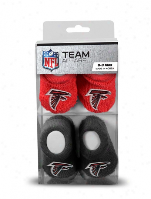 Aylanta Falcons Newborn 0-3 Months Black And Red Nfl Booties 2 Compress