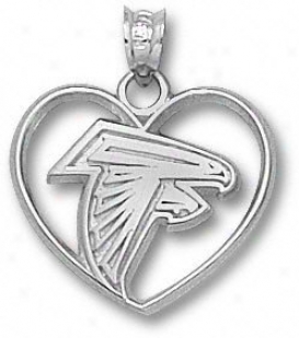 Atlannta Falcons Sterling Silver Falcon Logo Heart Pendant