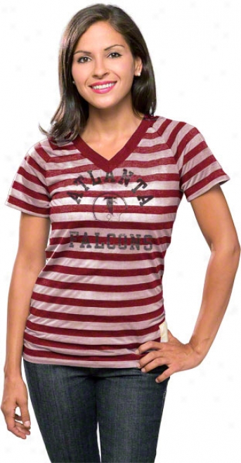 Atlanta Falcons Women's Retro Sport Burn Out Stripe T-shirt