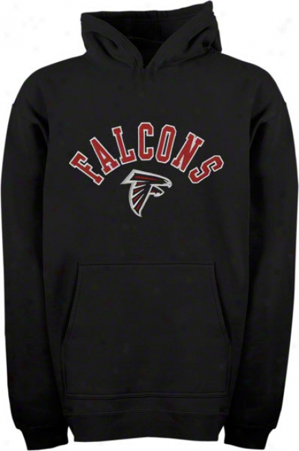 Atlanta Falons Youth Black Vaulted Team Name W/logo Hooded Sweatshirt