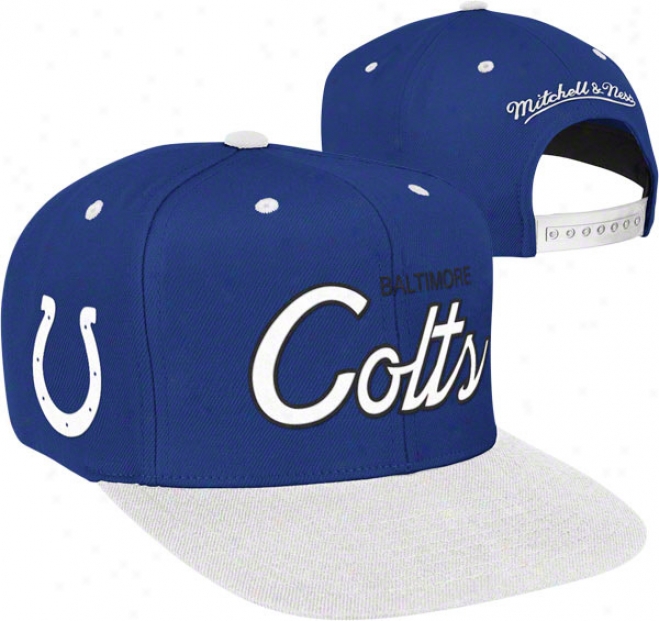 Baltimore Colts Mitchell & Ness Throwback Script 2 Tone Adjustable Snapback Hat