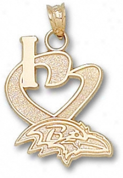 Baltimore Ravens 10k Gold ''i Heart'' Logo 3/4'' Pendant