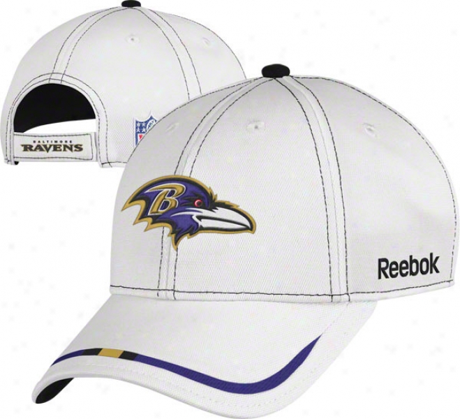 Baltimore Ravens Adustable Hat: 2011 Coaches Sideline White Pique Structured Hat