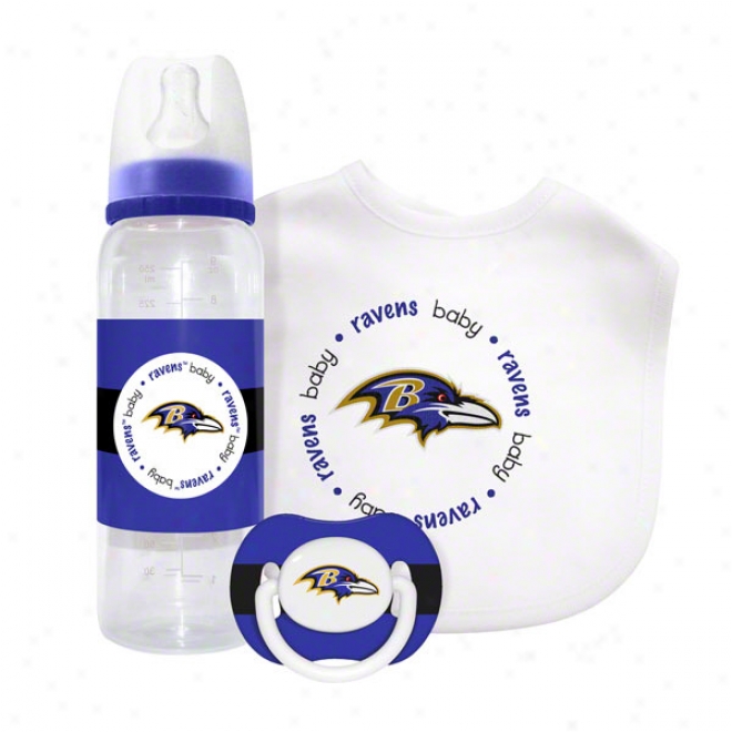 Baltimore Ravens Baby Gift Set: Kickoff Collection 3-piece Baby Feeding Set