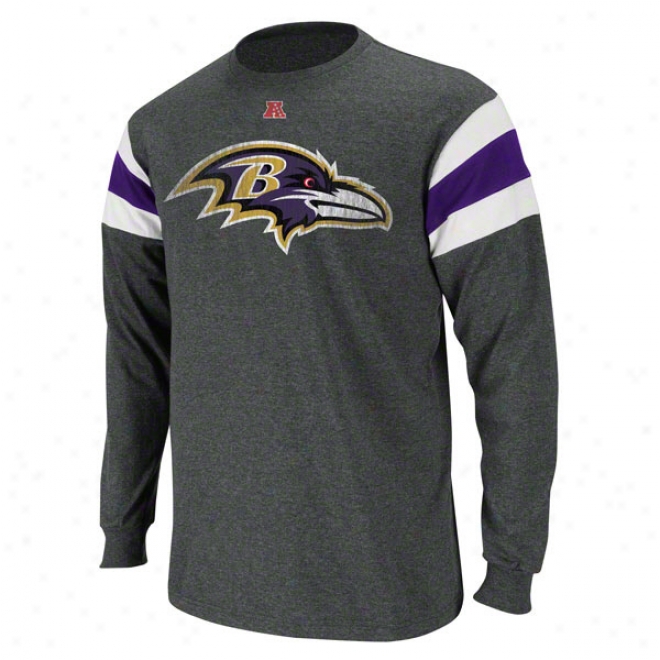 Baltimore Ravens Charcoal End Of Line Iii Long Sleeve Jersey Shirt