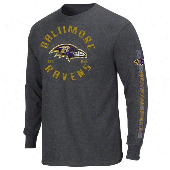 Baltimore Ravens Charcoal Gridiron Tough Iii Long Sleeve T-shirt