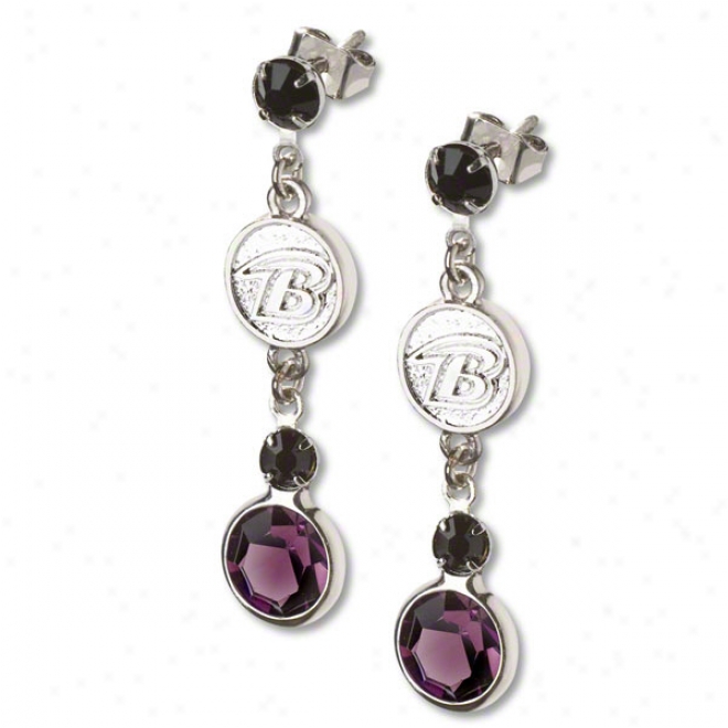 Baltimor Ravens Crystal Logo Earrings