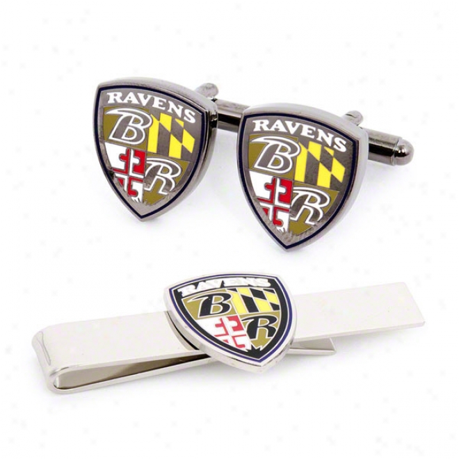 Baltimore Ravens Cufflinks And Tie Bar Gift Set