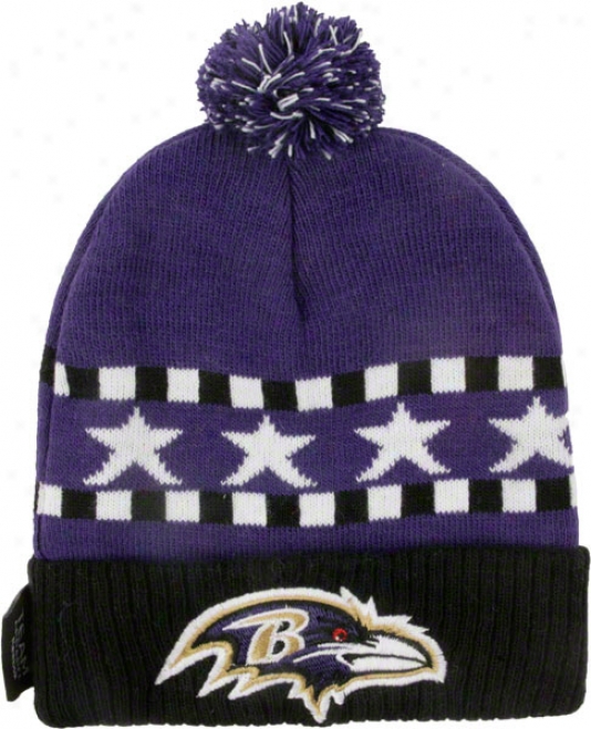 Baltimore Ravens Kid's 4-7 Cuffed Knit Pom Hat