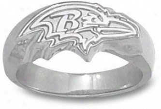 Baltimore Ravens Sterling Silver Profile Logo Ring Size 10.5