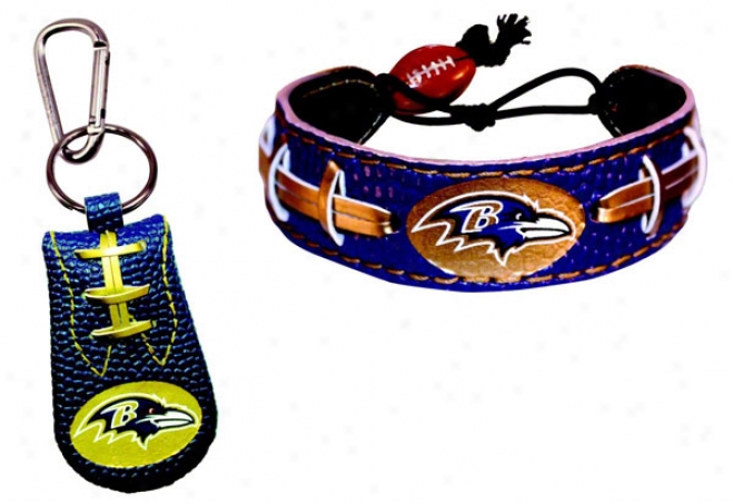 Baltimore Ravens Team Color Bracelet & Keychain Set