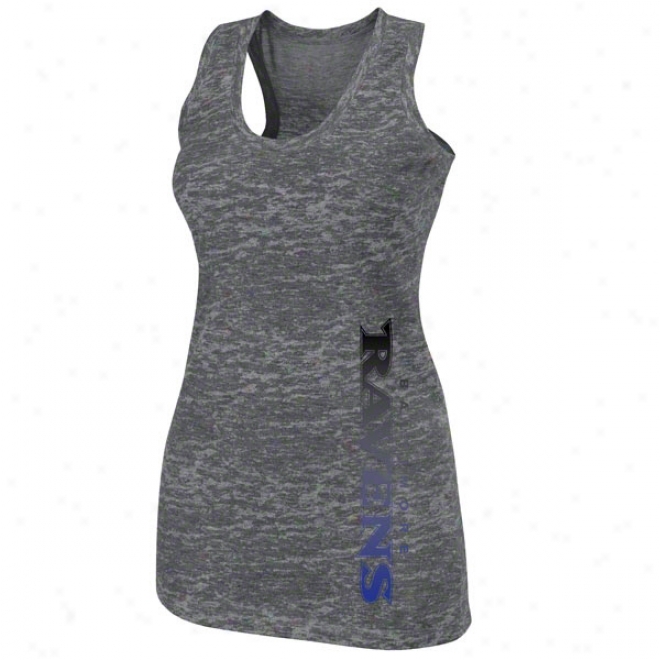 Baltimore Ravens Women's Intense Defensse Ii Gray Burnout Tank Tlp