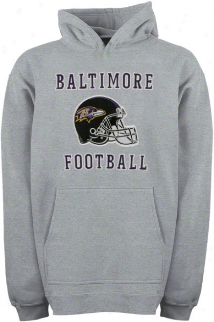 Baltimore Ravens Youth Grey Helmet Logo Applique Hooded Sweatshirt