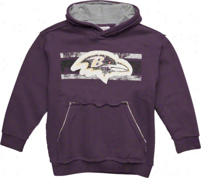 Baltimore Ravens Youth Twill Striped Logo Fleece Hokded Sweatshrt