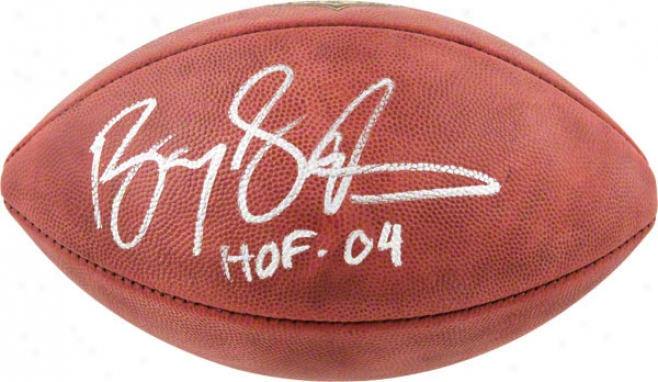 Barry Sanders Autographed Football  Details: Detroit Lions Hof 04 Inscription