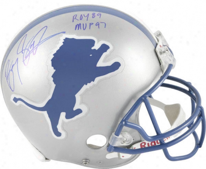 Barry Sanders Auographed Pro-line Helmet  Details: Detroit Lions, Authentic Riddell Helmet, 89 Roy And 97 M\/p