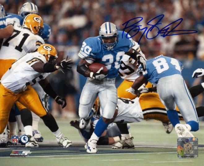 Barry Sanders Detroit Lions Action Running 8x10 Autographed Photograph Vs. Packers