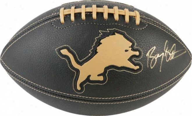 Barry Sanders Detroit Lions Autographed Football  Details: Black Logo Roadster Football