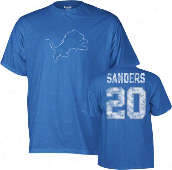 Barry Sanders Detroit Lions Blue Vintage Name & Number Tee