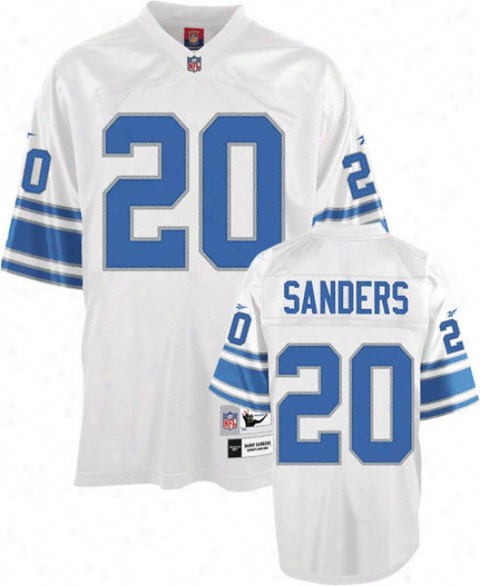Barry Sanders White Reebok Eqt Replithentic Throwback Detroit Lions Youth Jersey