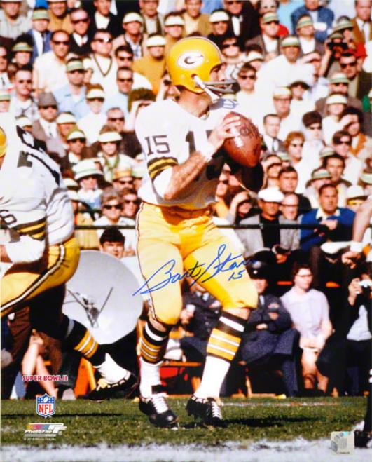 Bart Starr Autographes 16x20 Photograph  Details: Green Bay Packers, Looking To Pass