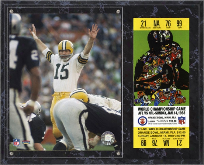 Bart Starr Sublimated 12x15 Plaque  Details: Green Bay Packers, Super Bowl Ii, With Replica Ticket
