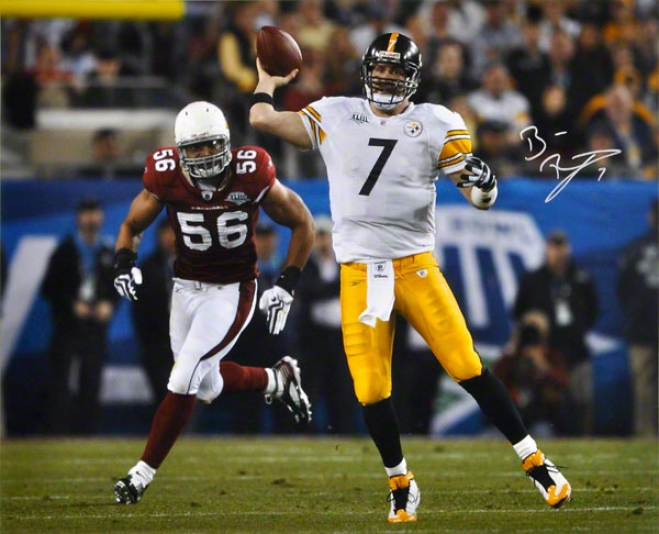 Ben Roethlisberger Autographed 16x20 Photograph  Details: Pittsburgh Steelers, Super Bowl Xl, Horizontal, Vs. Arizona Cardinals