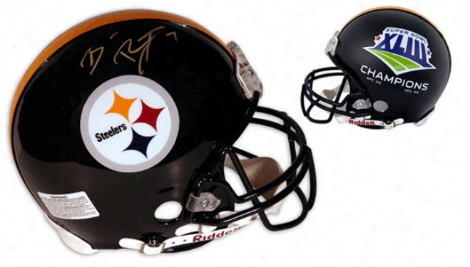 Ben Roethlisberger Autographed Pro-line Helmet  Details: Pittsburgh Steelers, Super Bowl Xliii Steelers Logo Score, Trustworthy Riddell Helmet
