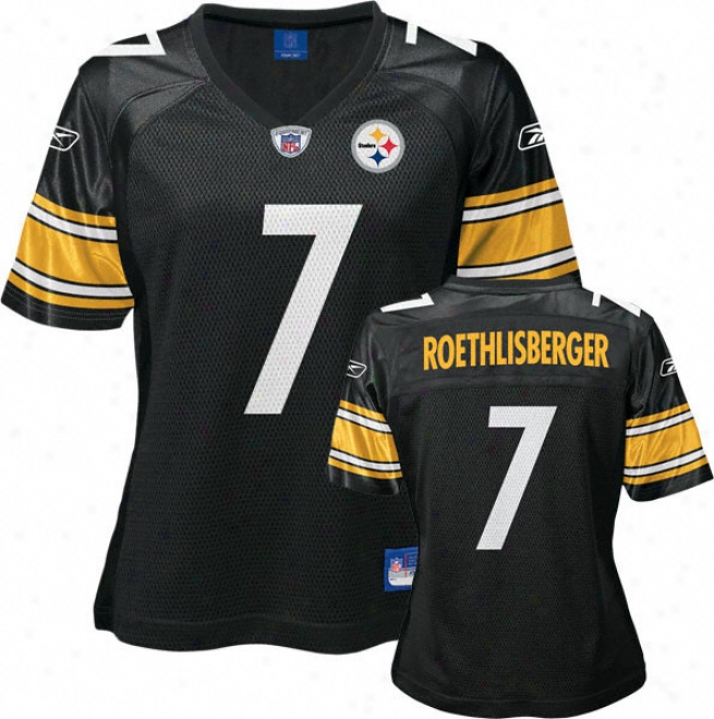 Ben Roethlisberger Black Reebok Replica Pittsburgh Steelers Women's Jersey